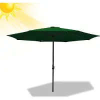 Fiqops 3.5m Parasol UV40+ Protection solaire Parasol de jardin Parasol de plageVert