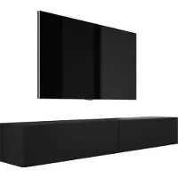3Xeliving Support TV : Noir mat, (2 x 100 cm) x 34 x 32 cm