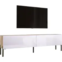 3Xeliving Meuble TV : Chêne Wotan / Blanc brillant avec pieds noirs
