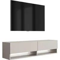 3Xeliving Buffet TV 140 cm Cachemire, LED blanc, 140 × 32 × 34 cm