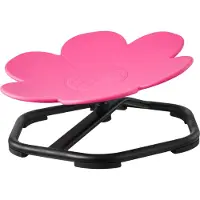 SucceBuy Chaise pivotante pour enfants en forme de fleur, capacité de charge 100 kg, jouet sensoriel avec pied métallique antidérapant, soutient la coordination, l'équilibre et la concentration, rose