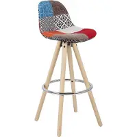 Happyment Tabouret de bar haut Color - Avec dossier - Hauteur d'assise 75 cm - Tissu en lin - Cadre noir - 1 pièce - Chaise de cuisine et de bar - Ergonomique - Stable