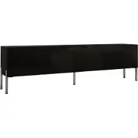 3Xeliving Meuble TV : Noir mat avec pieds en chrome, dimensions 170 x 52 x 32 cm