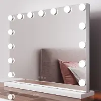 Sonni Miroir cosmétique 58x45,5cm avec éclairage led, lumière 3 couleurs, luminosité réglable, miroir de maquillage avec fonction tactile et mémoire