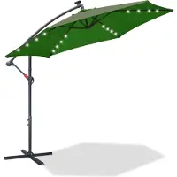 Aopunly Parasol Parapluie 300 cm avec LED, protection UV, manivelle Parasol de marché Manivelle Balcon -Vert