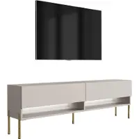 3Xeliving TV-Lowboard 170 cm Cachemire, pieds droits dorés, LED blanc, 170 × 32 × 52 cm