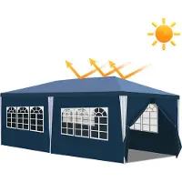HENGDA Pavillon de jardin 3x6m avec panneaux latéraux avec tube en fer tente portable étanche, vert