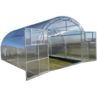 Garten Dream Jardin Dream Serre en polycarbonate "Oasis" 4x6m en acier, avec polycarbonate 4mm Avec grandes portes doubles de chaque côté
