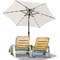 Aopunly Ø2.7m Parasol Parasol UV40+ solaire jardin LED 4 couleurs avec manivelle,Beige