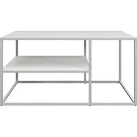 In And OutdoorMatch Table basse Mandela - Avec Tablette - 45x90x60 cm - Blanc Mat - Acier - Design Moderne
