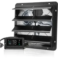 SucceBuy Ventilateur d'extraction 406 mm avec store vénitien, moteur EC 1747 CFM, montage mural à vitesse variable avec régulateur de température et d'humidité, aération pour serres, garages, hangars