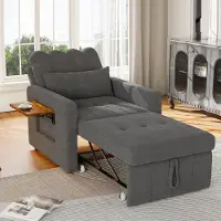 ProximaX Canapé-lit individuel noir - Tissu chenille, ajustable & extensible - Avec plateau latéral & sac de rangement - Confortable & pratique