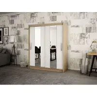 Minio Armoire 150 cm POLE Chêne Sonoma / Blanc mat