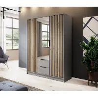 Minio Armoire avec miroir NELLY 3D Chêne Artisan / Gris