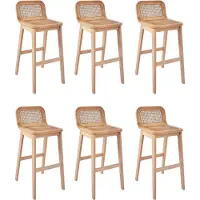 MOB-IN Lot de chaises SANA d'îlot et bar en chêne et assise cannage 65cm