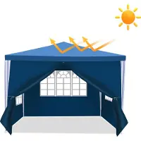 HENGDA Pavillon de jardin 3x3m avec panneaux latéraux avec tube en fer tente portable étanche, vert