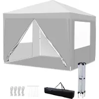 Izrielar Tente pliante 3x3 m imperméable – Tente pliante avec sac de transport, tente de jardin et tente de réception pour le jardin, le camping et les activités de plein air, blanche