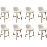 MOB-IN Lot de chaises MILK d'îlot et bar en chêne et assise tissu bouclette 65cm