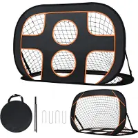 LZQ 2 EN 1 But de football, Pliable Pop-up But de football avec mur de but pour enfants et adultes, buts de football d'entraînement avec sac de transport et 4 piquets en forme de U, 121x80x80 cm