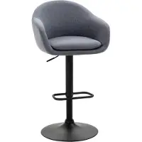 Fortuna Tabouret de bar Lai réglable en hauteur avec dossier et repose-pieds ; charge maximale 110 kg Aspect lin, 54 cm x 54 cm x 112 cm, gris