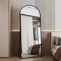 UnboxG Miroir de corps 180x80cm pleine longueur Grand miroir autoportant cadre noir en aluminium Miroir d'habillage mural Accroché au mur Miroir pour le salon Chambre à coucher