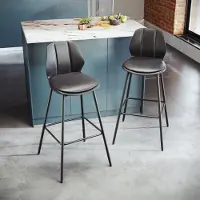 Sonni noir lot de 2 chaises de bar Tabouret de bar avec dossier 130 kg de charge