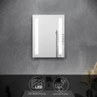 Sonni SUNXURY Interrupteur mural Miroir mural de salle de bains Blanc froid IP44 Économie d'énergie Miroir de salle de bains avec éclairage LED 45 x 60 cm