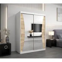 Minio Armoire 150 cm MONACO Blanc / Chêne Sonoma