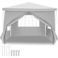 Aopunly Pavillon 3x3m, Chapiteau de jardin étanche, protection UV, avec 3 parties latérales et 1 entrée, pour jardin terrasse fête, blanc
