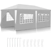 Aopunly Pavillon Tente de réception avec 4 parois latérales Porte à fermeture éclair Fenêtre 3x6m, blanc