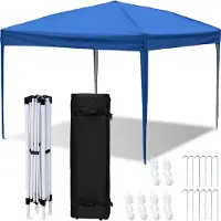 Aopunly Pavillon 3x3m sans côtés, tente de jardin pliante, protection UV, pour jardin terrasse fête bleu
