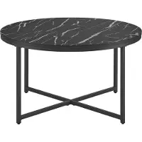 In And OutdoorMatch Table basse Jan - 45xØ80 cm - aspect marbre noir - Acier et panneau de particules - Design moderne