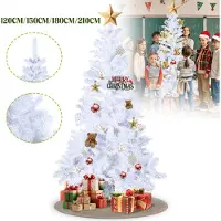 LZQ Sapin de Noël Artificiel 210cm, Sapin Artificiel PVC avec support métalliquePremium sapin artificiel blanc, Sapin de Noël difficilement inflammable pour décoration de Noël,réutilisable