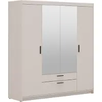 AX Living Armoire beige avec miroir Storicos 4P 176,3 cm de large