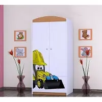 BDW Armoire, 2 portes, 2 tiroirs, penderie, 180x90 cm, hêtre
