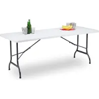 BDW Table de jardin pliante 180x75 cm avec poignée de transport en plastique