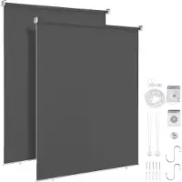 Fiqops Faziango 2 pièces Store vertical Anthracite 180 x 240 cm Store vertical pour terrasse Balcon Store latéral Protection visuelle Protection solaire Résistant aux UV