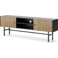 AX Living Banc TV noir Dinley - 155 cm Buffet bas chene Moderne