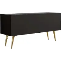 3Xeliving MEUBLE TV : Noir mat, Pieds dorés, 100 x 52 x 32 cm