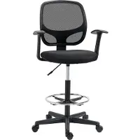 Fortuna Chaise de bureau ergonomique Lai Chaise de bureau, chaise pivotante, chaise de dessin, repose-pieds réglable, jusqu'à 120 kg, noir, 60x56x110-132 cm|