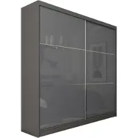 MargaretHadas24 Armoire Vena de 200 cm avec 2 portes coulissantes Armoire à portes coulissantes (couleur : graphite, lacobel graphite)