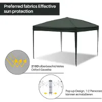 Aopunly Pavillon 3x3m, chapiteau pliable tente de jardin, protection UV, avec parties latérales pour jardin terrasse fête bleu