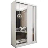 MargaretHadas24 Armoire Gabo de 120 cm avec miroir, 2 portes coulissantes (couleur : blanc)
