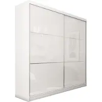 MargaretHadas24 Armoire Vena de 200 cm avec 2 portes coulissantes Armoire à portes coulissantes (couleur : blanc, lacobel blanc)