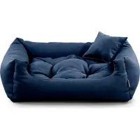 POOM Lit pour chien NEO - Lit confortable pour chien en tissu résistant, coussin pour chien durable de haute qualité (M - 80x65, bleu foncé)