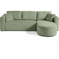 Best Möbel Miro - canapé d'angle réversible - 4 places - convertible avec coffre - en velours texturé , Vert sauge