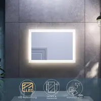 Sonni Miroir de salle de bain 50x70cm avec éclairage LED Miroir de salle de bain Miroir lumineux Miroir mural