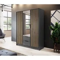 Minio Armoire avec miroir NELLY 3D Artisan chêne / graphite
