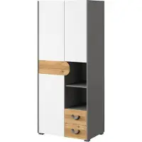 Minio , Armoire "CARINA 1", couleur blanche / chêne nash / graphite clair