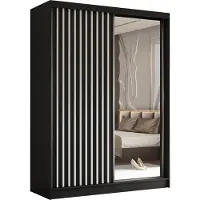 AX Living Miroir armoire coulissantes Cabinio armoire noir blanc 160cm